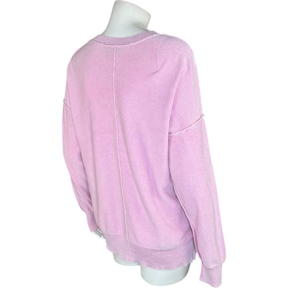 Attitudes by Renee 100% Cotton Sweater with Wash Effect Pastel Lavender Medium - Picture 9 of 14